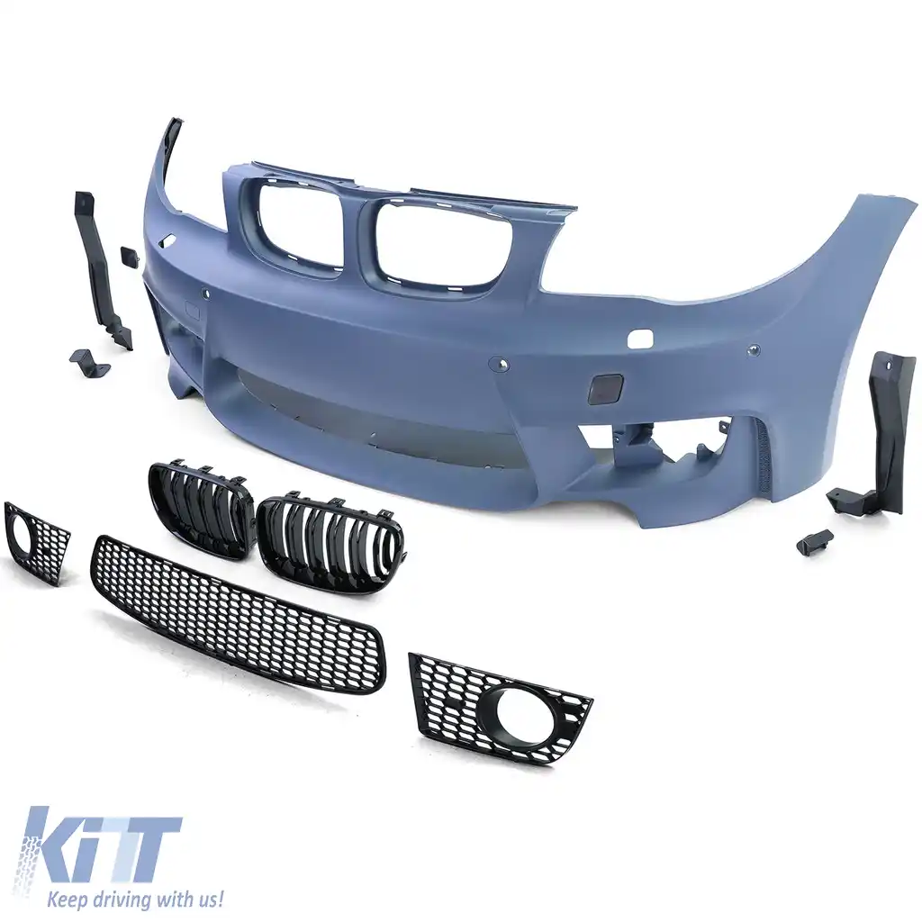 Bara frontală sport cu ABE + grilă, potrivită pentru BMW Seria 1 E81 E82 E87 E88 04-13-image-6198394