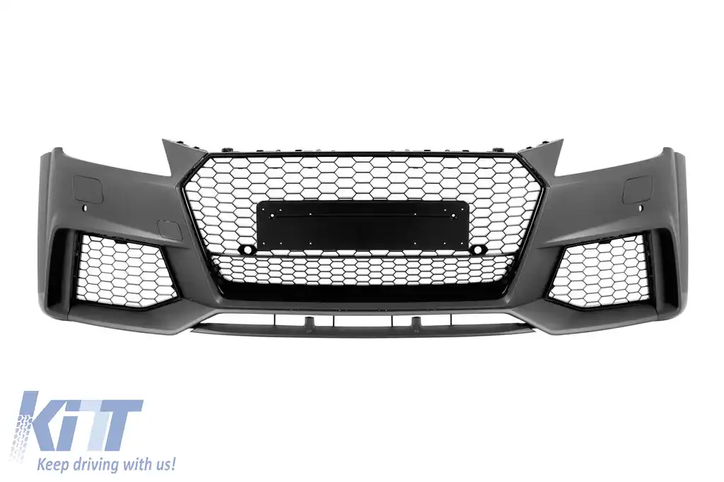 Bara frontală stil RS potrivită pentru Audi TT Coupe, Convertible 2016-2021 cu grilaj negru lucios