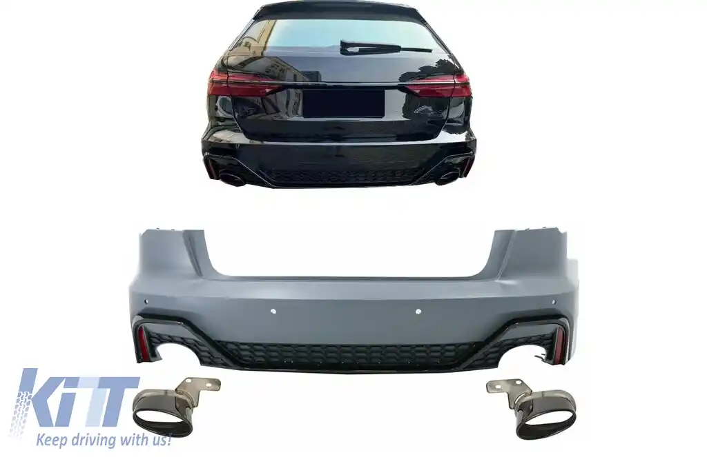 Bara Spate cu ornamente evacuare compatibil cu Audi A6 C8 4K Sedan (2018-Up) RS Design-image-6126589