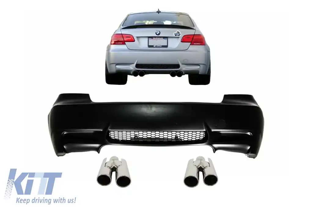 Bara Spate cu Ornamente Evacuare compatibil cu BMW Seria 3 E92 E93 (2006-2010) M3 Design fara PDC-image-6106844