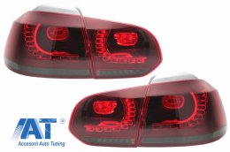 Bara Spate cu Stopuri Full LED compatibil cu VW Golf 6 VI (2008-2013) R20 Design Rosu Fumuriu cu Semnal Dinamic-image-6051224