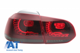 Bara Spate cu Stopuri Full LED compatibil cu VW Golf 6 VI (2008-2013) R20 Design Rosu Fumuriu cu Semnal Dinamic-image-6051225