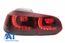 Bara Spate cu Stopuri Full LED compatibil cu VW Golf 6 VI (2008-2013) R20 Design Rosu Fumuriu cu Semnal Dinamic-image-6051227