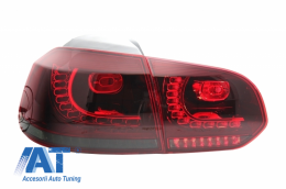 Bara Spate cu Stopuri Full LED compatibil cu VW Golf 6 VI (2008-2013) R20 Design Rosu Fumuriu cu Semnal Dinamic-image-6051228