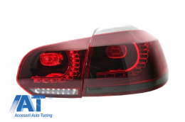 Bara Spate cu Stopuri Full LED compatibil cu VW Golf 6 VI (2008-2013) R20 Design Rosu Fumuriu cu Semnal Dinamic-image-6051229