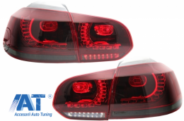 Bara Spate cu Stopuri Full LED compatibil cu VW Golf 6 VI (2008-2013) R20 Design Rosu Fumuriu cu Semnal Dinamic-image-6051230
