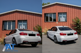 Bara Spate M-Tehnik cu Difuzor Evacuare Dubla Spate Negru Lucios M Performance Sport compatibil cu BMW Seria 3 F30 (2011+)-image-6070124