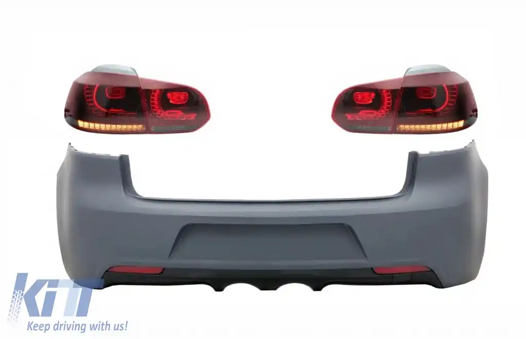 Bara Spate si Stopuri Full LED Rosu Fumuriu compatibil cu VW Golf 6 VI (2008-2013) R20 Look