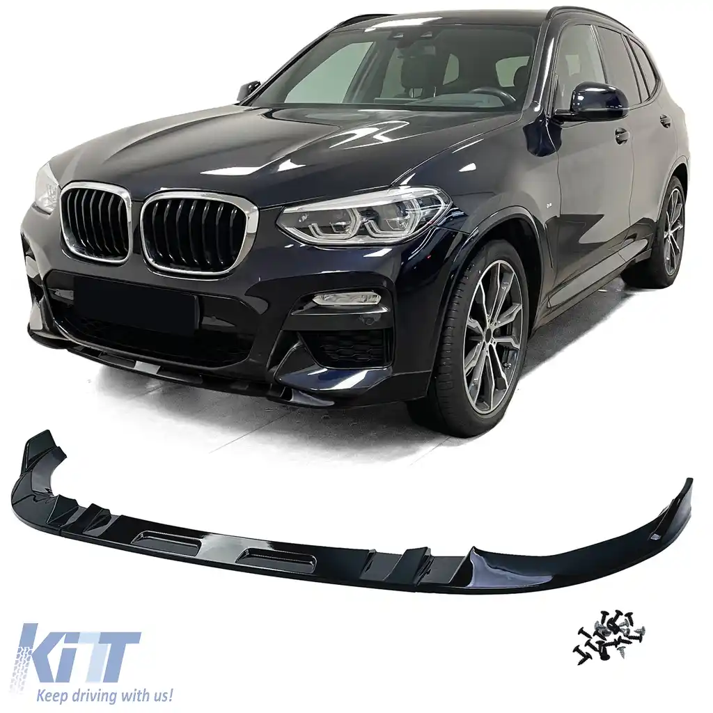 Bara spoiler frontal de performanță lucioasă neagră, potrivită pentru BMW X3 G01 2017-2021