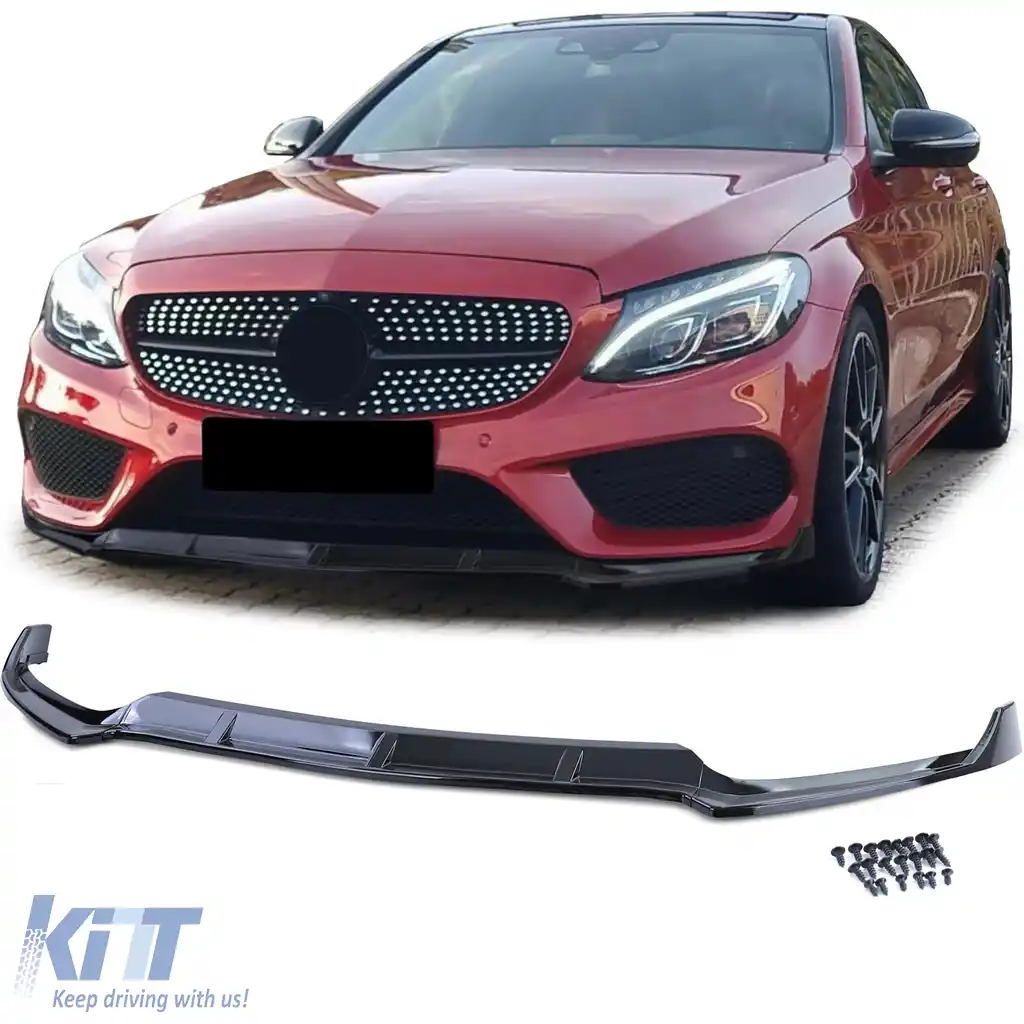 Bara spoiler frontal de performanță lucioasă, potrivită pentru Mercedes C-Class W205 S205 2014-2018