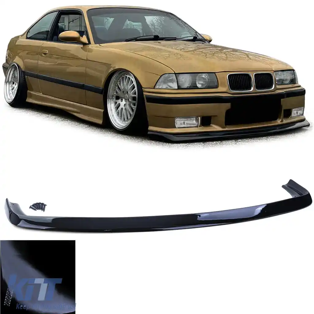 Bara spoiler frontal FATLIP neagră lucioasă, potrivită pentru BMW Seria 3 E36 90-99