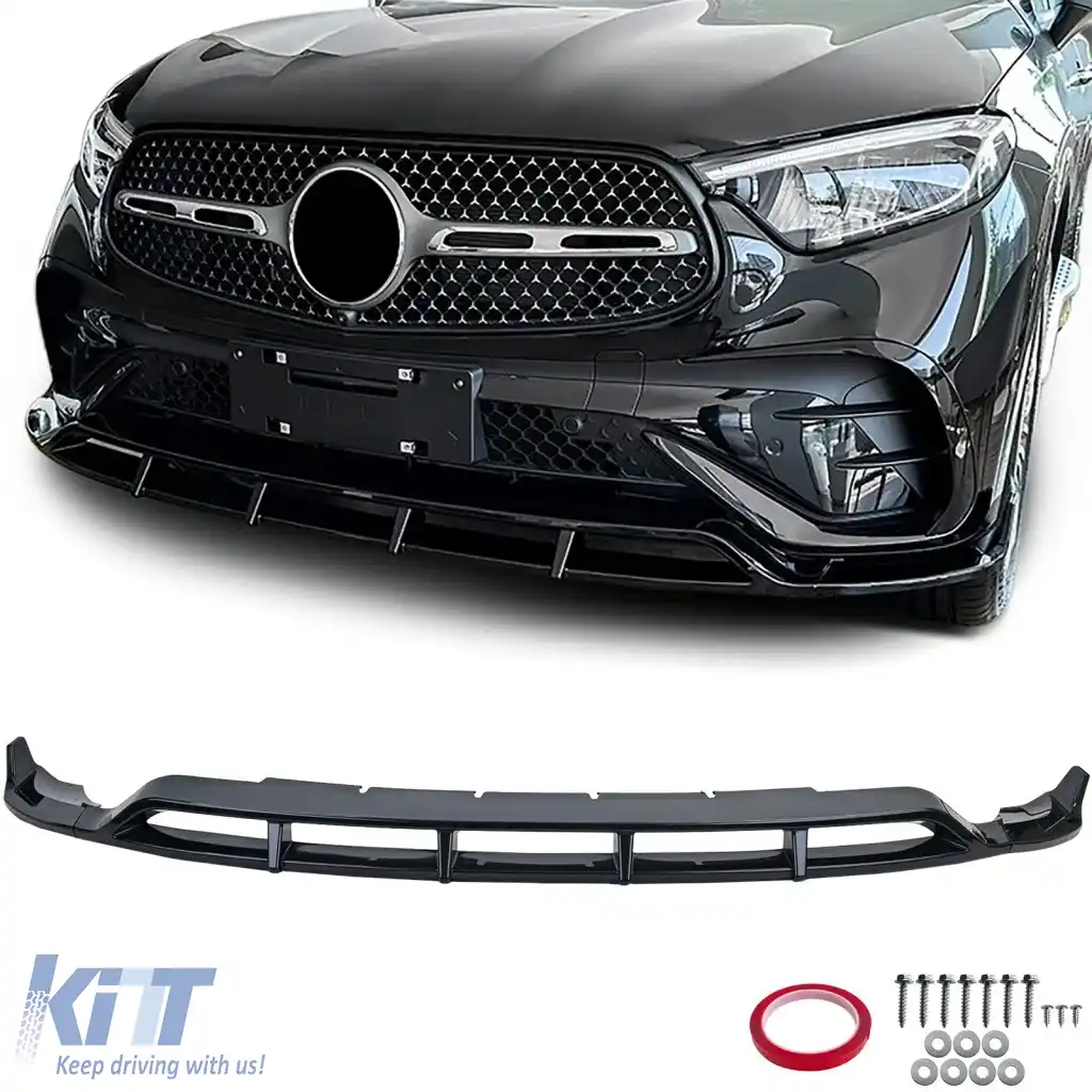 Bara spoiler frontal lucios negru potrivită pentru Mercedes GLC X254 C524 din 2023
