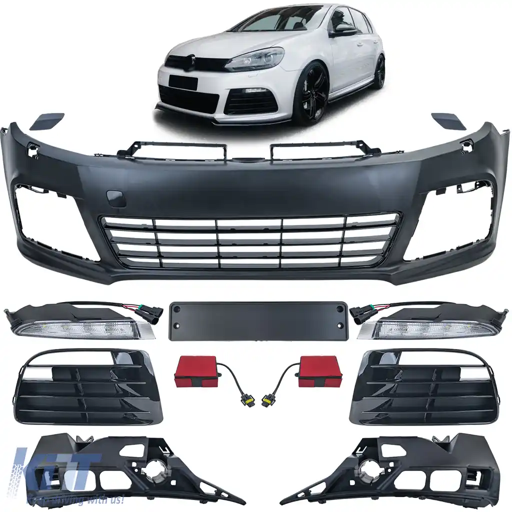 Bara sport frontală inclusiv grilă + lumini de zi potrivită pentru VW Golf 6 2008-2013