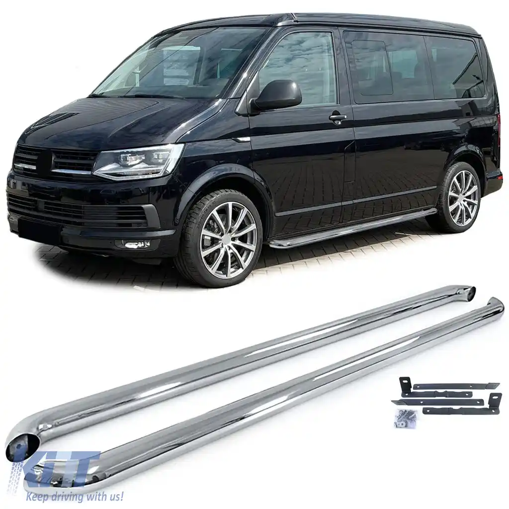 Bare laterale de protecție a pragurilor din oțel inoxidabil polisat, potrivite pentru VW T5 T6 T6.1 cu ampatament scurt