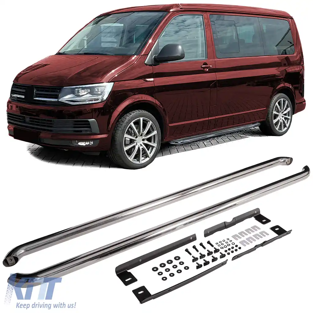 Bare laterale din oțel inoxidabil lustruit, potrivite pentru VW T5 T6 T6.1 cu ampatament lung