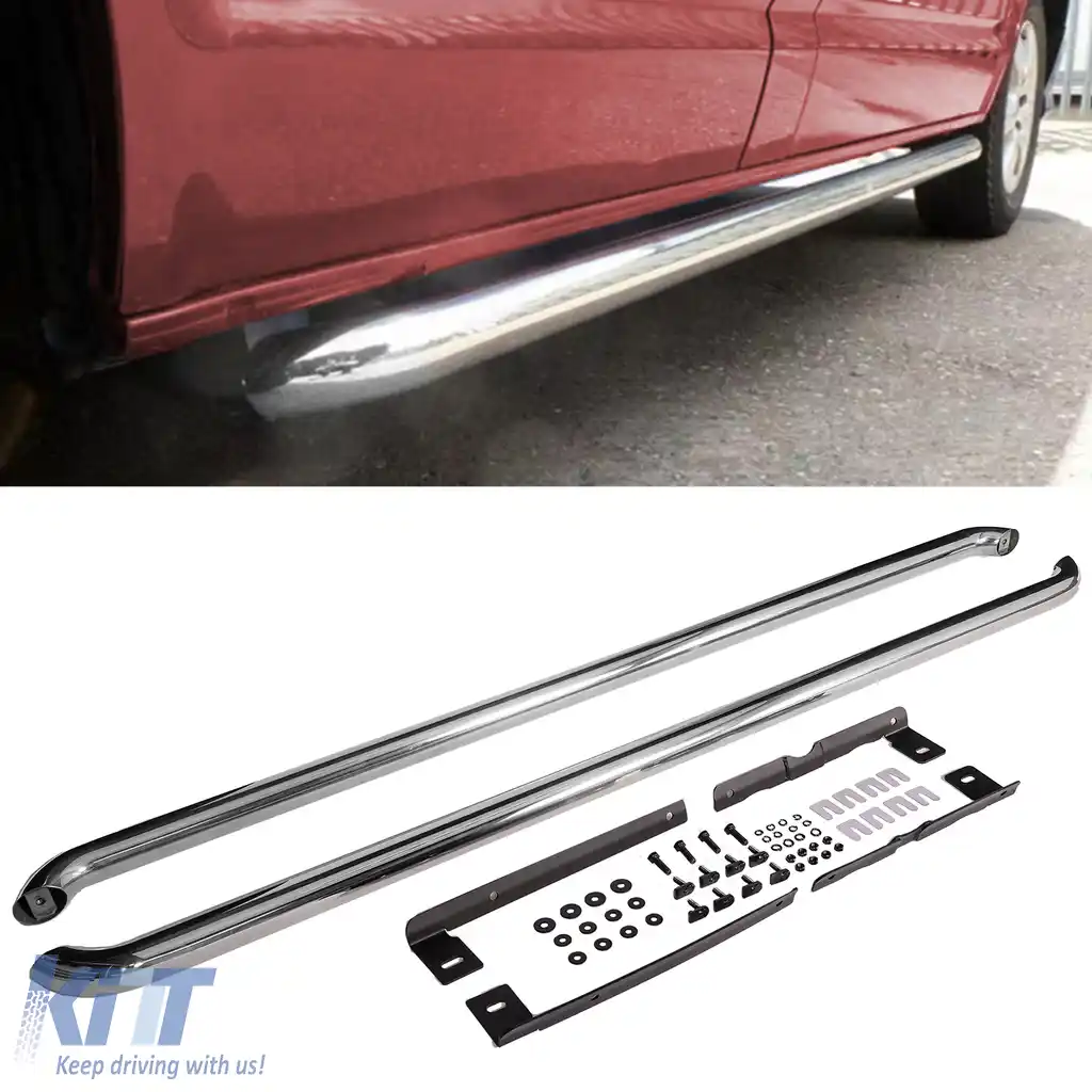 Bare laterale din oțel inoxidabil lustruit, potrivite pentru VW T5 T6 T6.1 cu ampatament lung-image-6202609