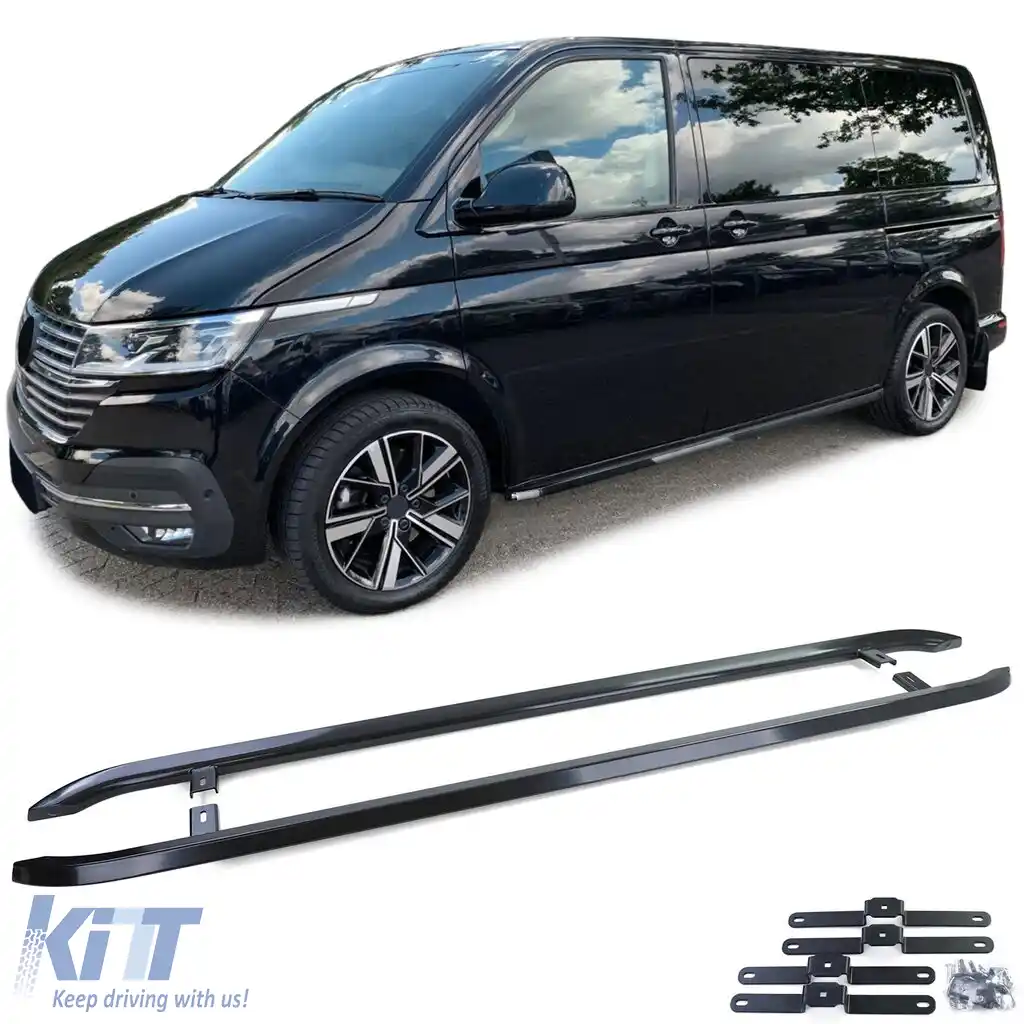 Bare laterale din oțel inoxidabil negru, potrivite pentru VW T5 T6 T6.1 cu ampatament scurt