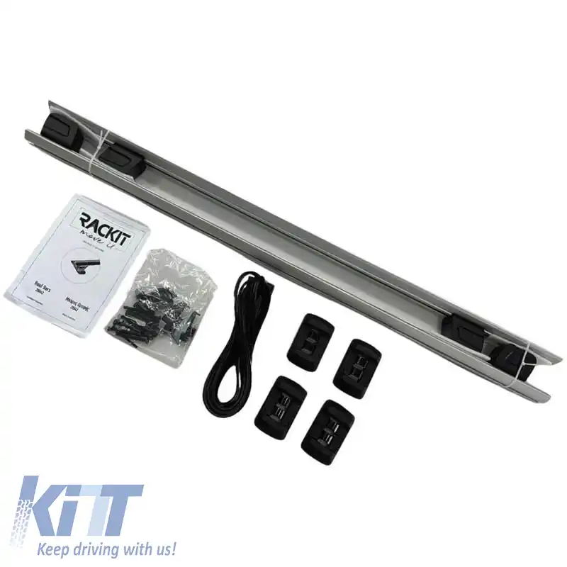 Barele de acoperiș din aluminiu Aerodynamic Rackit RK009C-135cm Set universal cu puncte de fixare cu kit de fixare Argintiu 2 bucăți-image-6314913