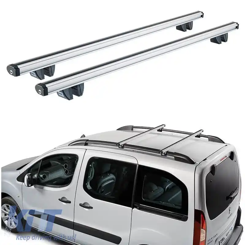 Barele de acoperiș din aluminiu CRUZ 924-064 Alu Cargo R-138cm Sistem de balustradă Argintie 2 Piese