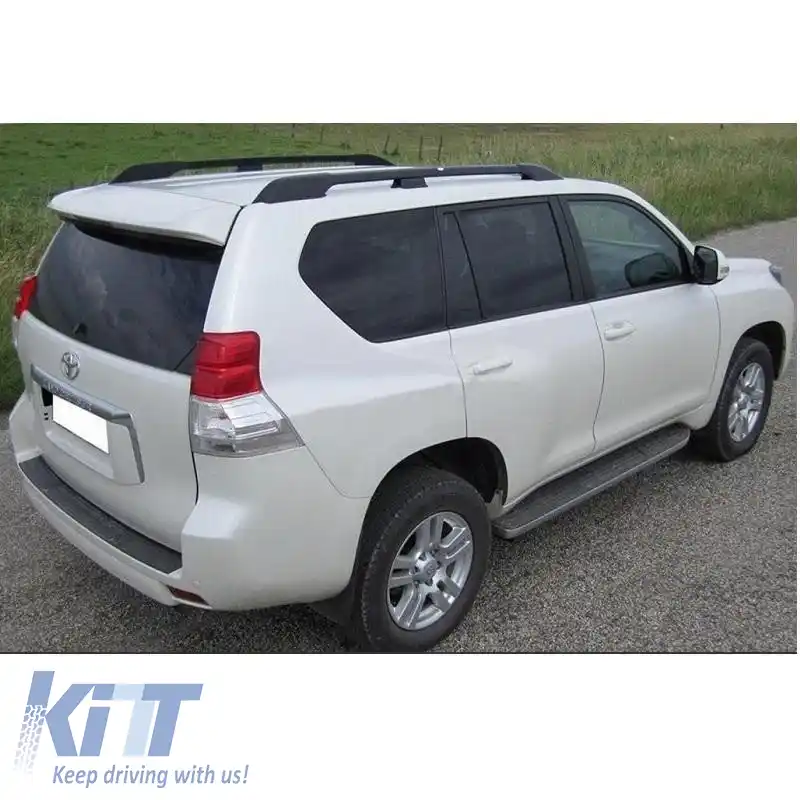 Barele de acoperiș potrivite pentru Toyota Land Cruiser Prado FJ150 2009+ Bare de acoperiș din aluminiu negru 2 bucăți-image-6311462