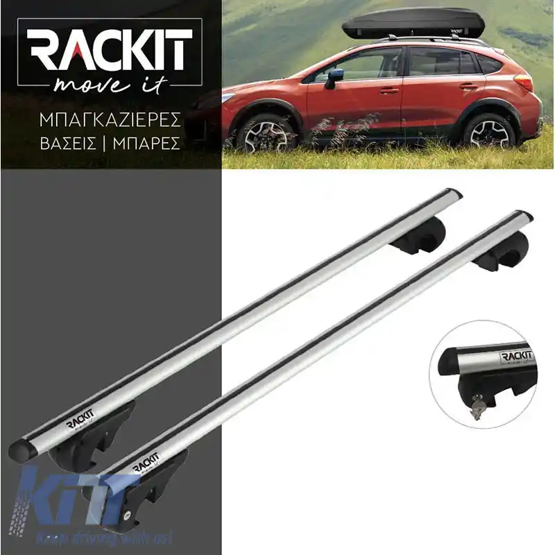 Barele de acoperiș Rackit RK004 din aluminiu 135cm Sistem de balustradă universal cu kit de fixare Argintiu 2 piese-image-6314025