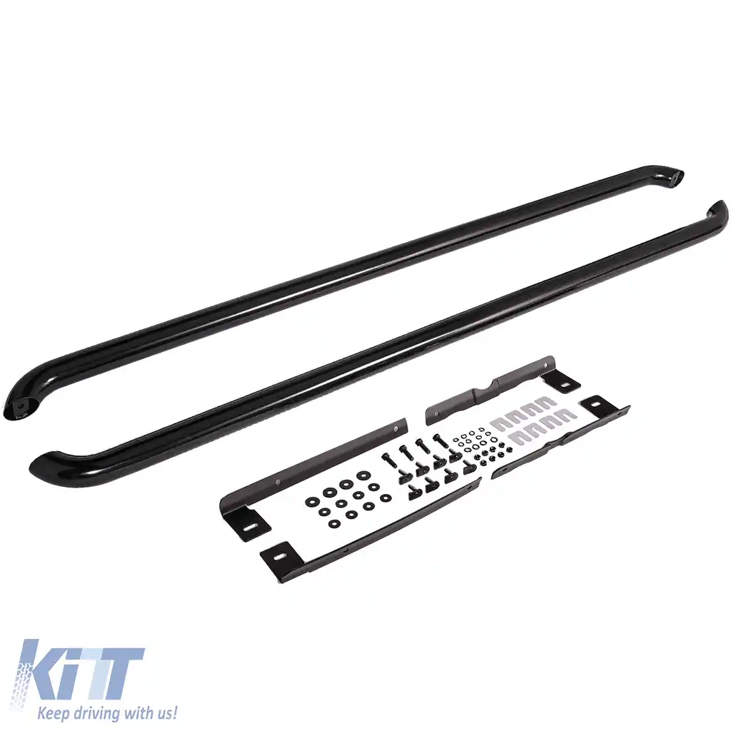 Barele laterale tuburi din oțel inoxidabil negru, potrivite pentru VW T5 T6 T6.1 cu ampatament lung-image-6193264