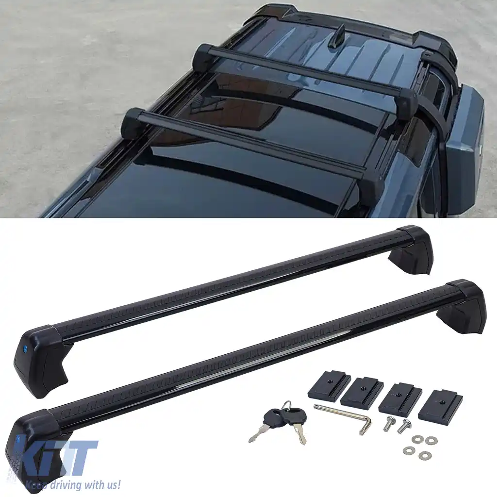 Barele transversale pentru suport de plafon din aluminiu negru, potrivite pentru Land Rover Defender 110 L663 din 19