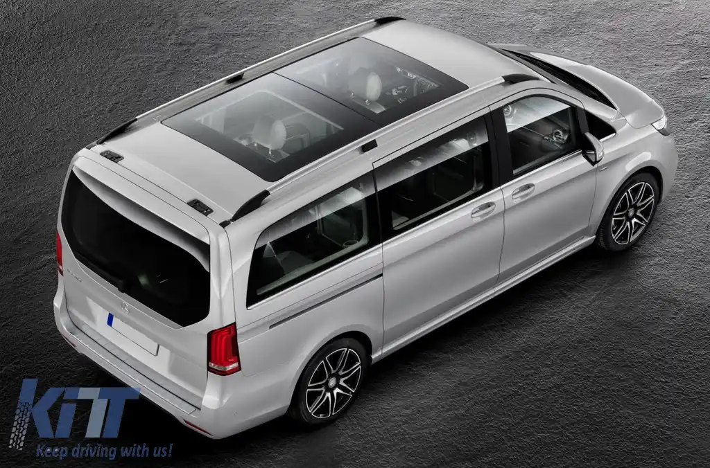 Bari Decorative Longitudinale Portbagaj compatibil cu Mercedes V-Class W447 (2014-up) Ampatament Lung (LWB)-image-6069532