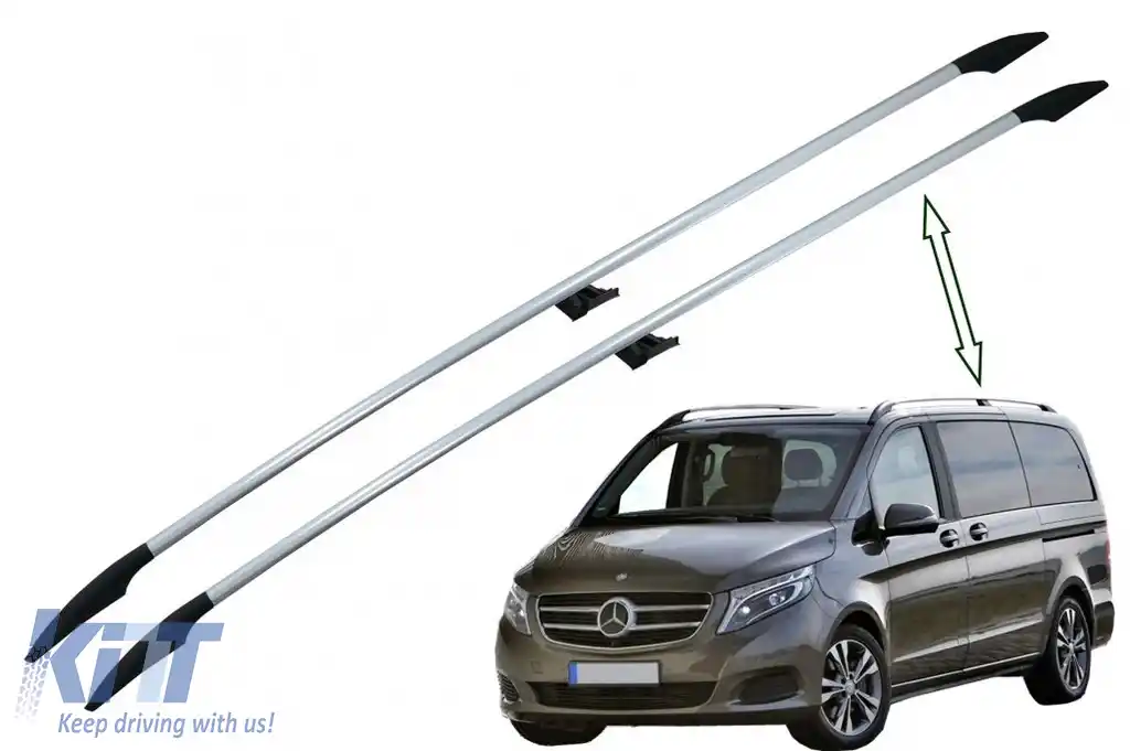 Bari Decorative Longitudinale Portbagaj compatibil cu Mercedes V-Class W447 (2014-up) Ampatament Lung (LWB)-image-6069585