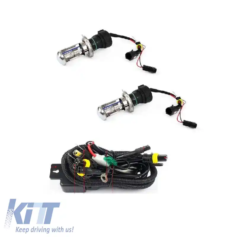 Bec HID Xenon H4 8000K 24Volți Set Hi/Low 3buc 1 Kit de Cablu & 2 Becuri