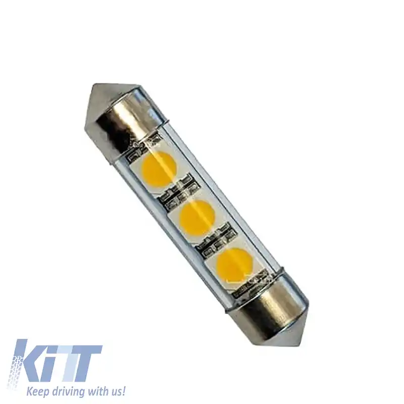 Bec LED Festoon 36mm 3 Leds 12volți Culoare Albă 1buc
