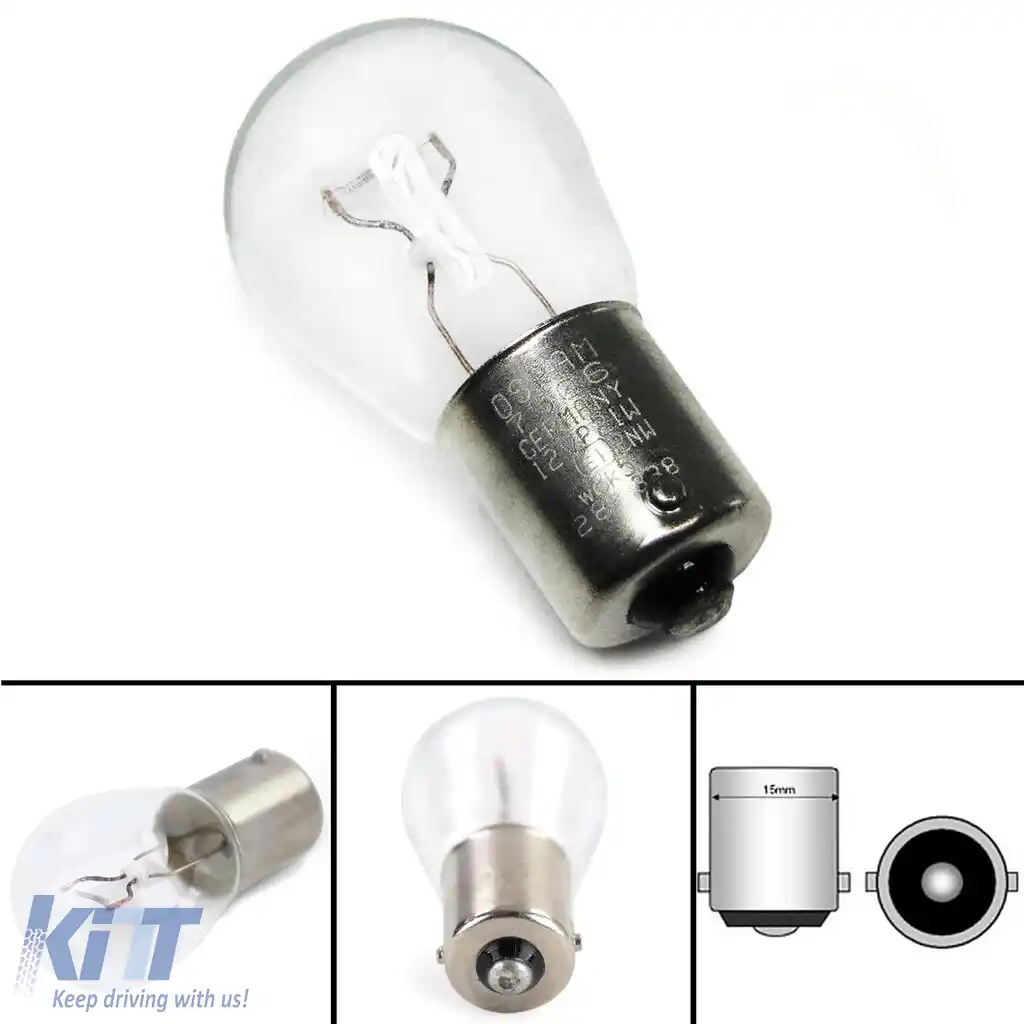 Bec Osram BA15S 21W 12V cu bază metalică alb pentru lumini de poziție și semnalizatoare