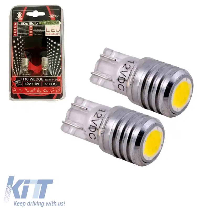 Becuri LED T10 12volți 1watt Culoare Albă Racesport LIT539C 2 buc