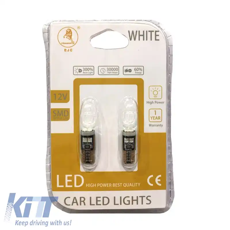 Becuri LED T10 12volți Canbus Culoare Albastră Auto GS 6 Led 600360 2 Bucăți-image-6301440