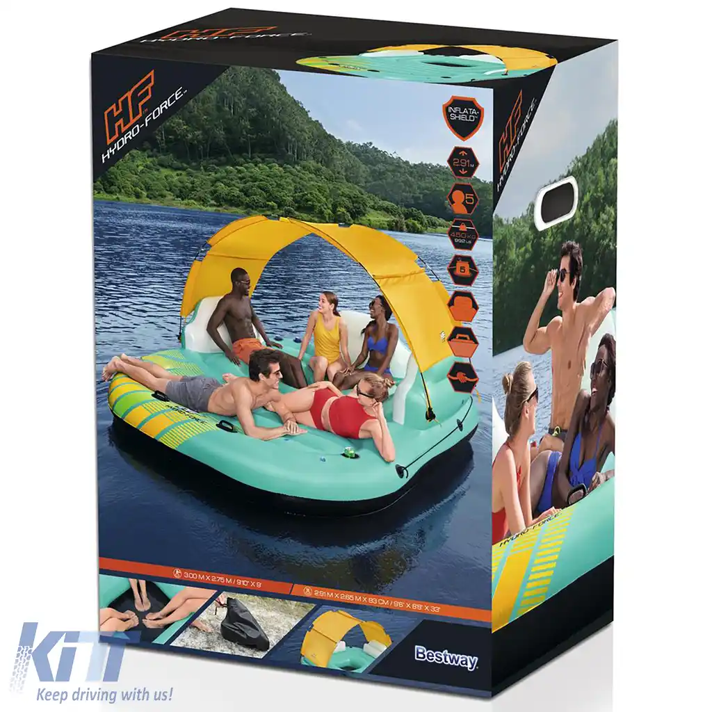 Bestway insulă gonflabilă Sunny Lounge pentru 5 persoane cu copertină 291x265x83cm-image-6192415