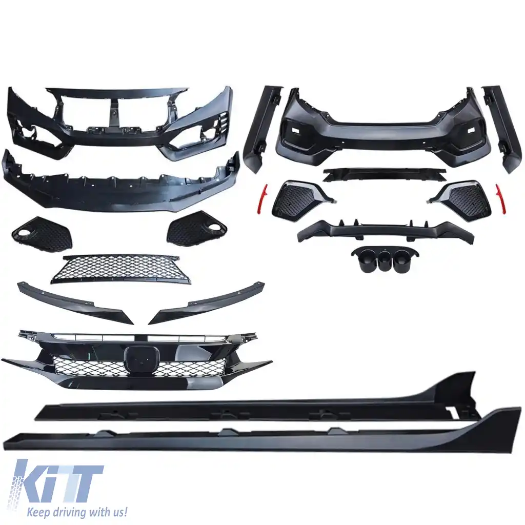Bodykit TR bare frontale, praguri laterale, grilă potrivite pentru Honda Civic FC 16-20 sedan-image-6268363