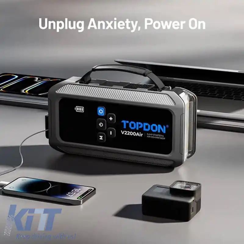 Booster auto, Powerbank, Compresor, Lumină Led 4 în 1 Topdon V2200AIR 12 Volți 2200A-image-6321087