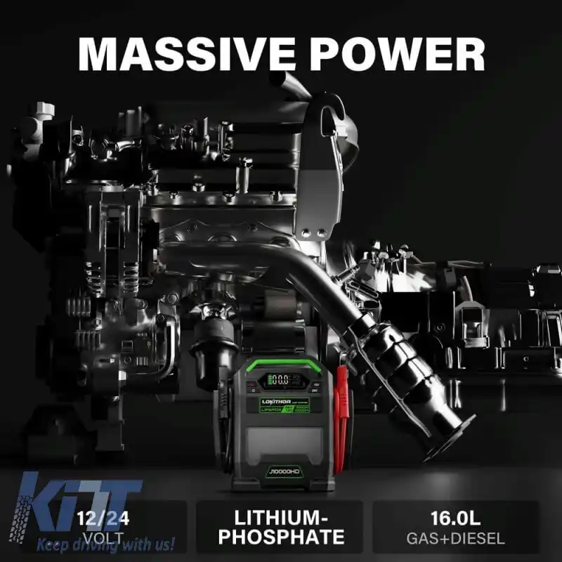 Booster auto, Powerbank, Lumină LED 3 în 1 Lokithor J10000HD 12 Volt 10000A / 24V 5000A-image-6317640