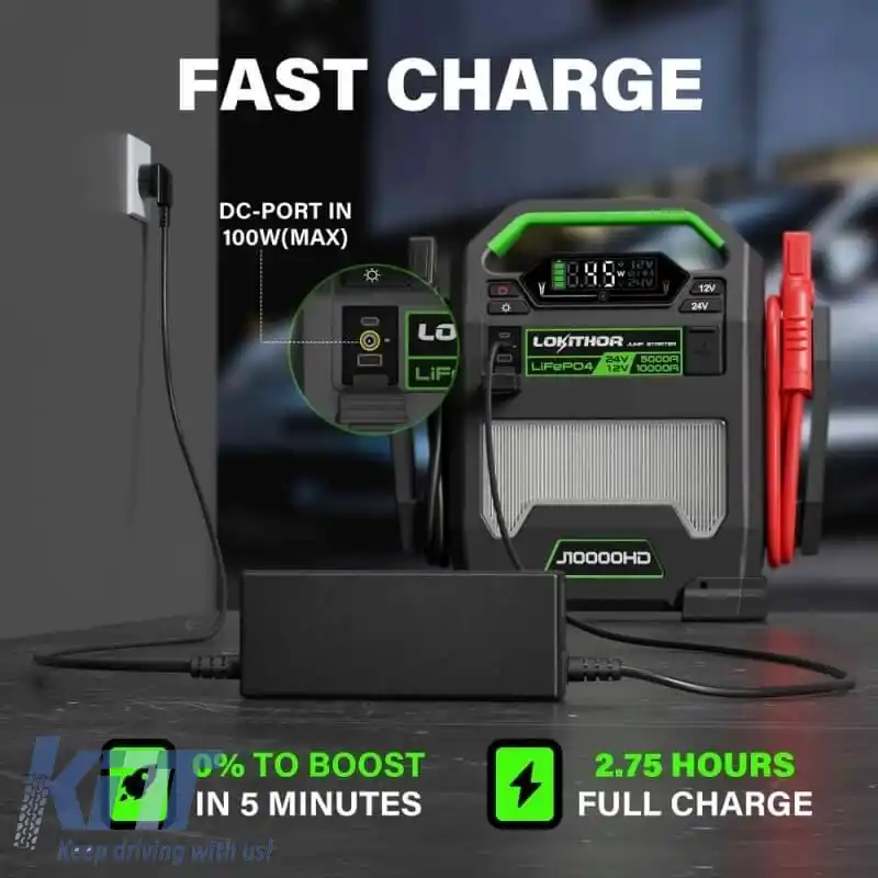 Booster auto, Powerbank, Lumină LED 3 în 1 Lokithor J10000HD 12 Volt 10000A / 24V 5000A-image-6317642