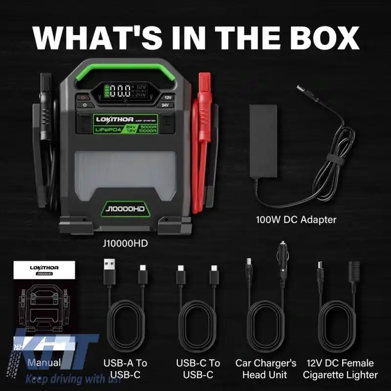 Booster auto, Powerbank, Lumină LED 3 în 1 Lokithor J10000HD 12 Volt 10000A / 24V 5000A-image-6317647