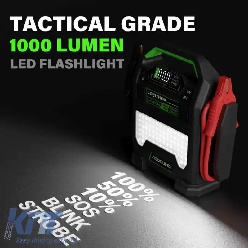 Booster auto, Powerbank, Lumină LED 3 în 1 Lokithor J10000HD 12 Volți 10000A / 24V 5000A-image-6318537