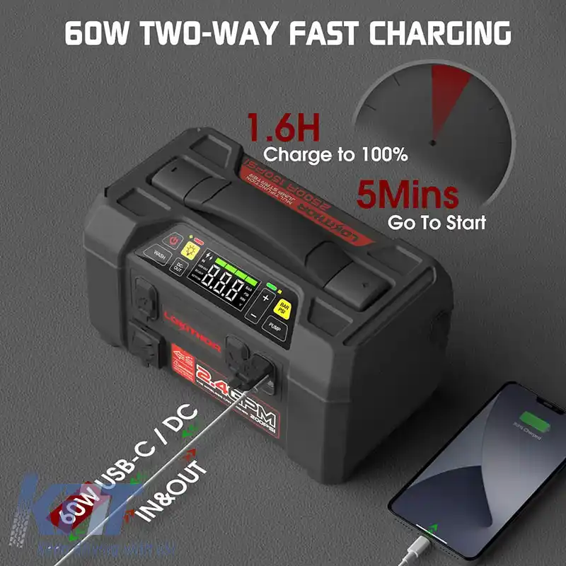 Booster auto, Powerbank, Spălător auto 1.5 MPA fără fir, Compresor 150PSI, Lumină LED 5 în 1 Lokithor AW401 12 Volt 2500A-image-6304748