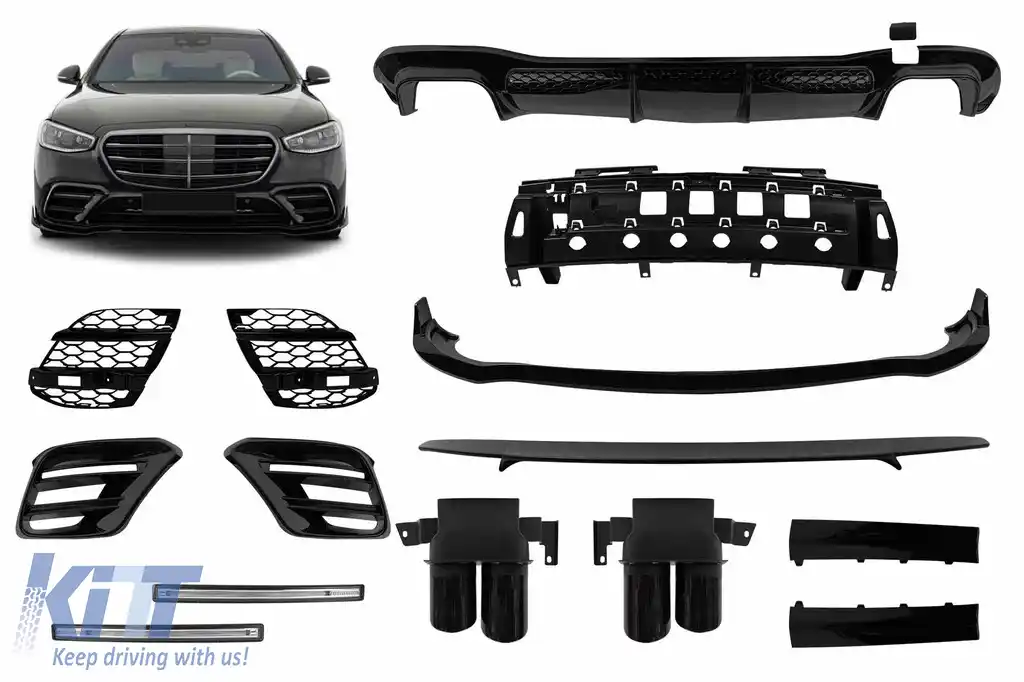 Brabus accesorii potrivite pentru bara de protecție frontală și spate A Design pe Mercedes S-Class W223 după 2020 cu ieșiri de evacuare
