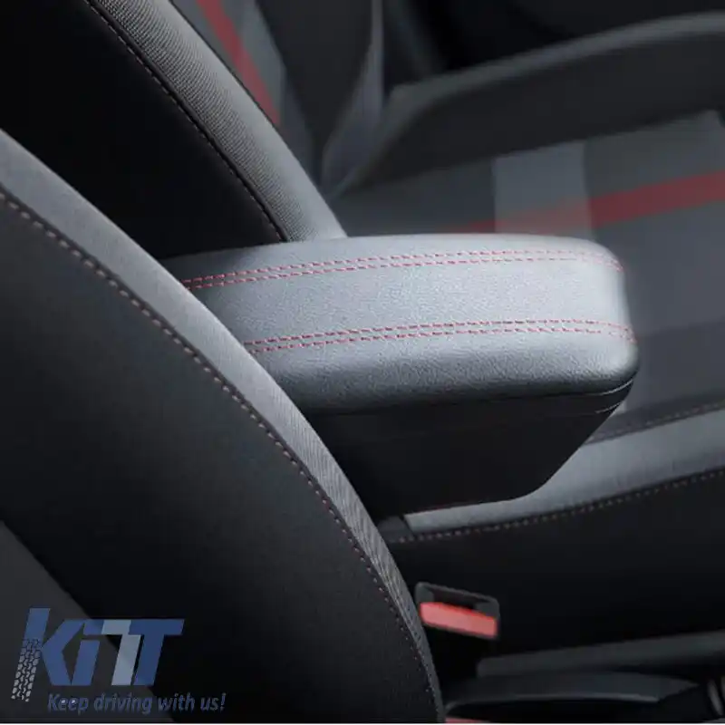 Brățară Armster OE1 TR Limited cu USB potrivită pentru Dacia Duster 2018+ fără suport original pentru cot, culoare neagră cu cusături roșii-image-6292926