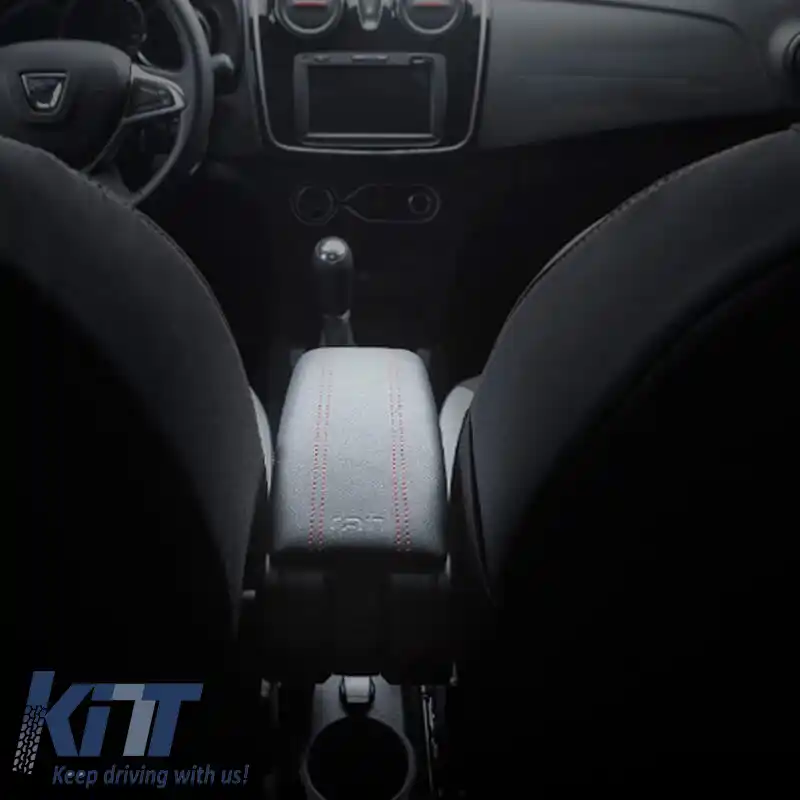 Brățară Armster OE1 TR Limited cu USB potrivită pentru Dacia Duster 2018+ fără suport original pentru cot, culoare neagră cu cusături roșii-image-6292929