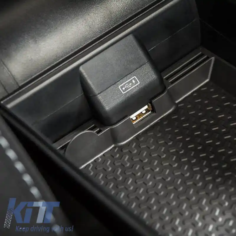 Brățară Armster OE1 TR Limited cu USB potrivită pentru Dacia Duster 2018+ fără suport original pentru cot, culoare neagră cu cusături roșii-image-6292933