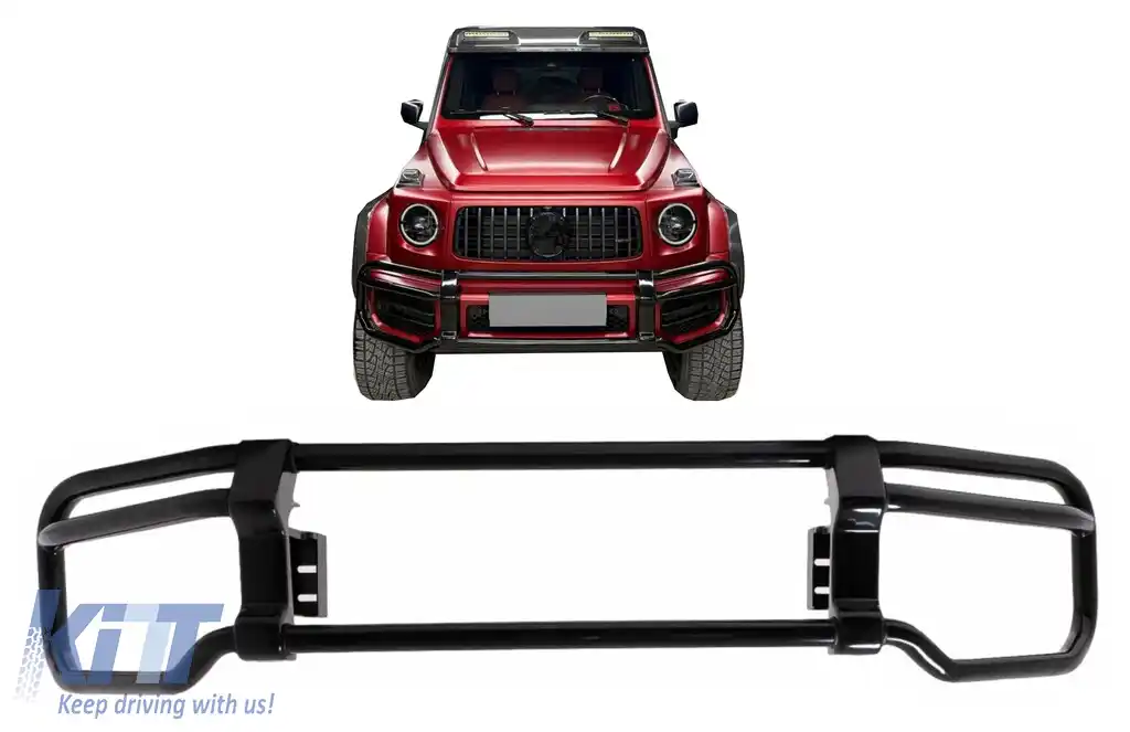 BullBar Bare Protectie compatibil cu Mercedes G-Class Facelift W463 W464 G63 (2018-) Negru Lucios-image-6127430