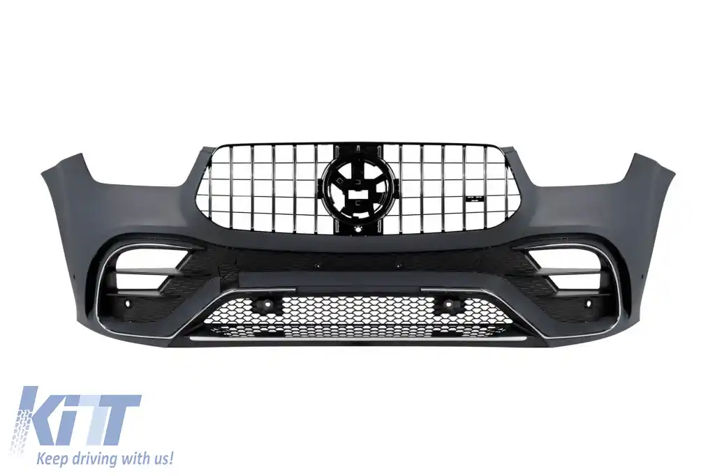 Bumper frontal A Design potrivit pentru Mercedes GLE SUV W167, GLE Coupe C167 2020-2023, după 2024 cu grilă cromată și garnituri cromate