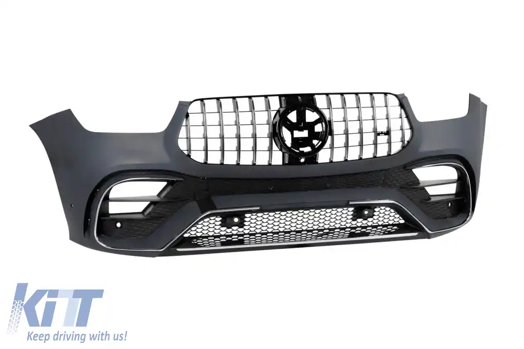 Bumper frontal A Design potrivit pentru Mercedes GLE SUV W167, GLE Coupe C167 2020-2023, după 2024 cu grilă cromată și garnituri cromate-image-6265789