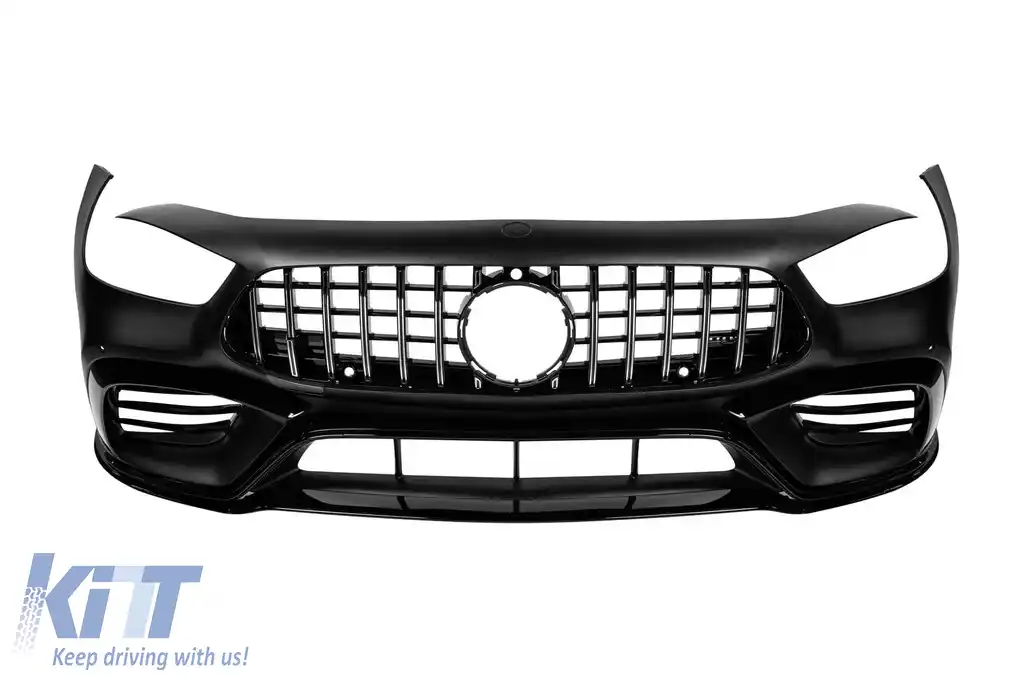 Bumper frontal A Design tip GT63 cu grilă crom/neagră tip GT potrivit pentru Mercedes A Design GT Coupe cu 4 uși după 2019